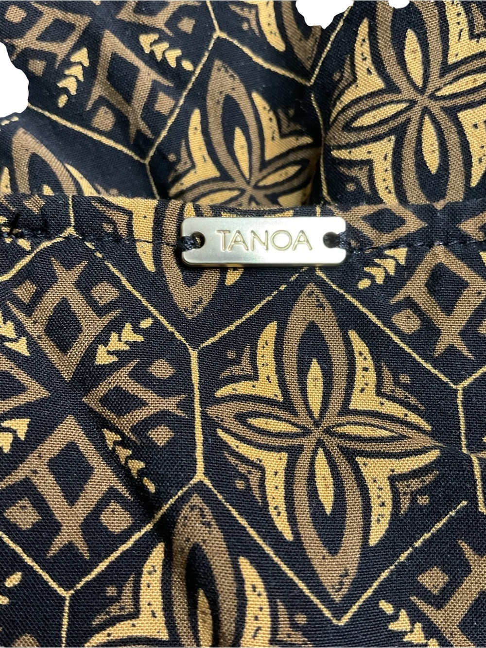 Tanoa Rayon Boho Mini Dress Large Smocked Waist V-Neck Short Sleeve - Picture 4 of 8